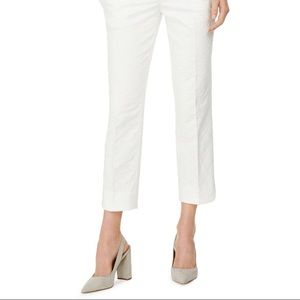 Kasper Floral-Jacquard slim leg ankle pants